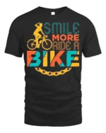 Smile More Ride A Bike Colorful Cyclist Graphic T-Shirt - black t-shirt on white background