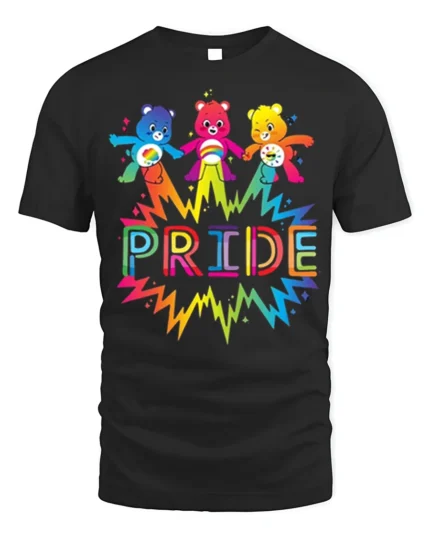 Cute Rainbow Bear Pride T-Shirt Colorful LGBTQ - black t-shirt on white background