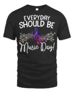Everyday Should Be Music Day T-Shirt Colorful Music - black t-shirt on white background