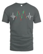 Heartbeat Trading T-Shirt Stock Market Candlestick - gray t-shirt on white background