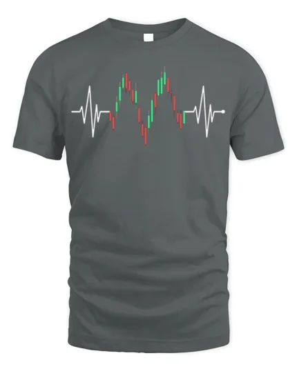 Heartbeat Trading T-Shirt Stock Market Candlestick - gray t-shirt on white background