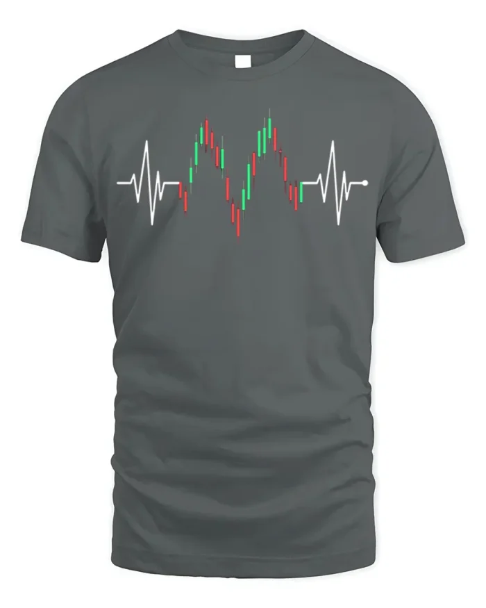Heartbeat Trading T-Shirt Stock Market Candlestick - gray t-shirt on white background