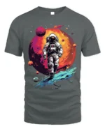 Retro Astronaut Spacewalk Galaxy Adventure T-Shirt - gray t-shirt on white background