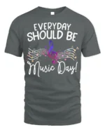 Everyday Should Be Music Day T-Shirt Colorful Music - gray t-shirt on white background