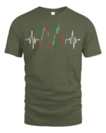 Heartbeat Trading T-Shirt Stock Market Candlestick - military green t-shirt on white background