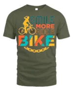 Smile More Ride A Bike Colorful Cyclist Graphic T-Shirt - military green t-shirt on white background