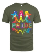 Cute Rainbow Bear Pride T-Shirt Colorful LGBTQ - military green t-shirt on white background