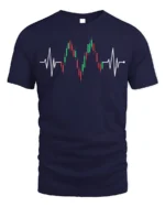 Heartbeat Trading T-Shirt Stock Market Candlestick - navy t-shirt on white background