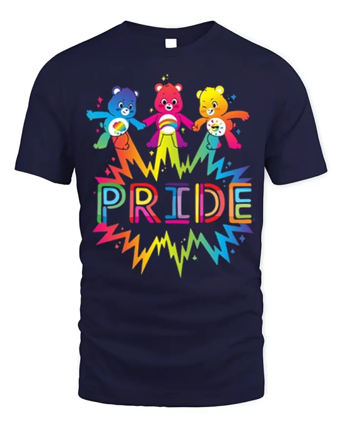 Cute Rainbow Bear Pride T-Shirt Colorful LGBTQ - navy t-shirt on white background