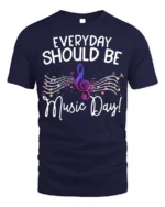 Everyday Should Be Music Day T-Shirt Colorful Music - navy t-shirt on white background