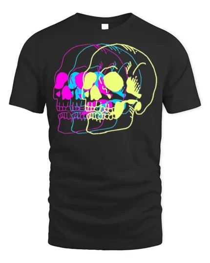 Psychedelic Skull Vibes Graphic T-Shirt for Men - black t-shirt on white background