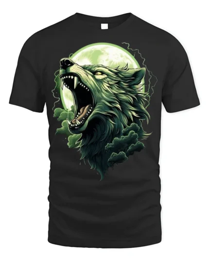 Howling Wolf Moon T-Shirt Wild Nature Spirit - black t-shirt on white background