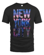 New York City Skyline T-Shirt Urban Streetwear - black t-shirt on white background