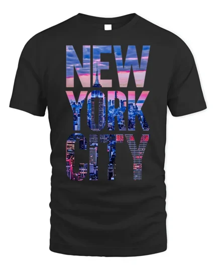 New York City Skyline T-Shirt Urban Streetwear - black t-shirt on white background