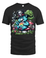 Trippy Bear Skull T-Shirt Psychedelic Dark Humor - black t-shirt on white background