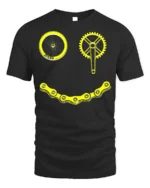 Smiley Bike Face T-Shirt Funny Cycling Chain Graphic - black t-shirt on white background