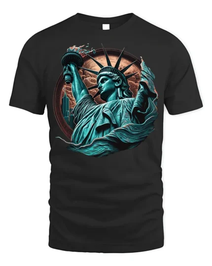 Statue of Liberty T-Shirt Bold American Freedom Graphic - black t-shirt on white background