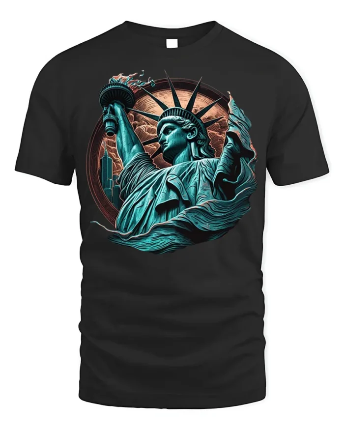 Statue of Liberty T-Shirt Bold American Freedom Graphic - black t-shirt on white background