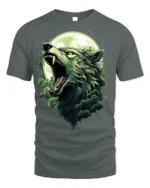 Howling Wolf Moon T-Shirt Wild Nature Spirit - gray t-shirt on white background
