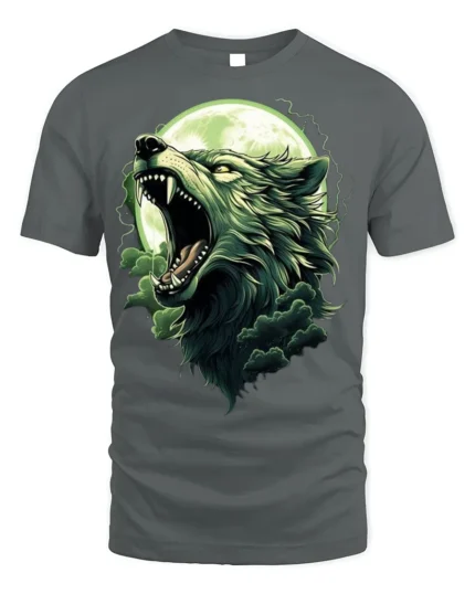 Howling Wolf Moon T-Shirt Wild Nature Spirit - gray t-shirt on white background