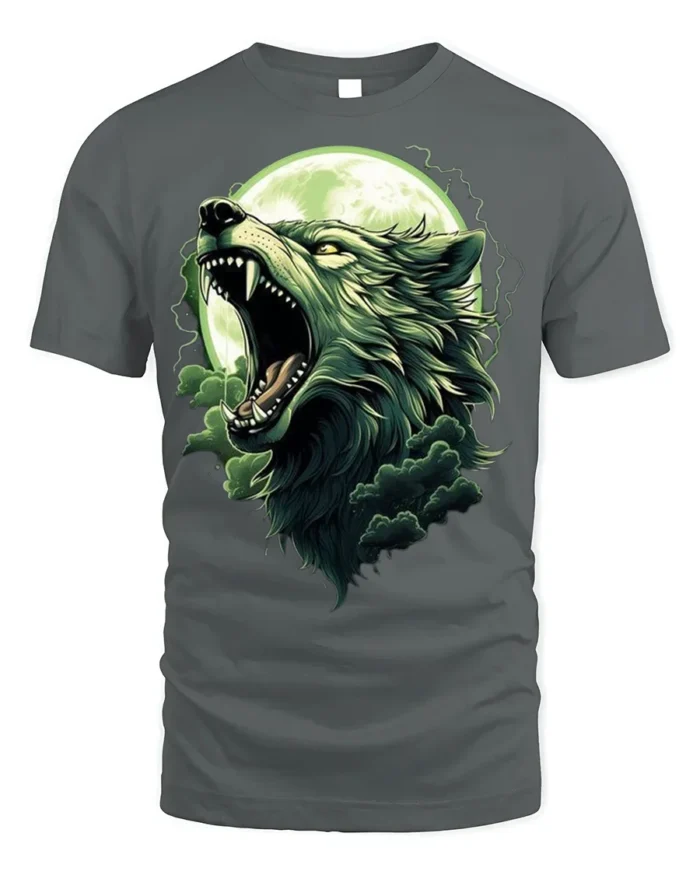 Howling Wolf Moon T-Shirt Wild Nature Spirit - gray t-shirt on white background