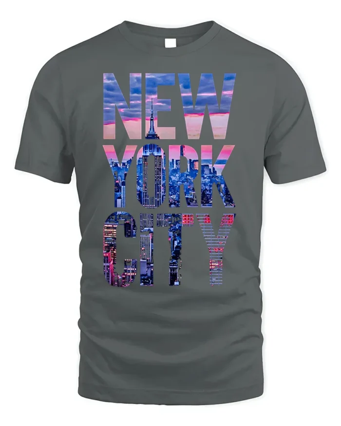 New York City Skyline T-Shirt Urban Streetwear - gray t-shirt on white background