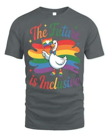 The Future Is Inclusive T-Shirt Pride Duck - gray t-shirt on white background