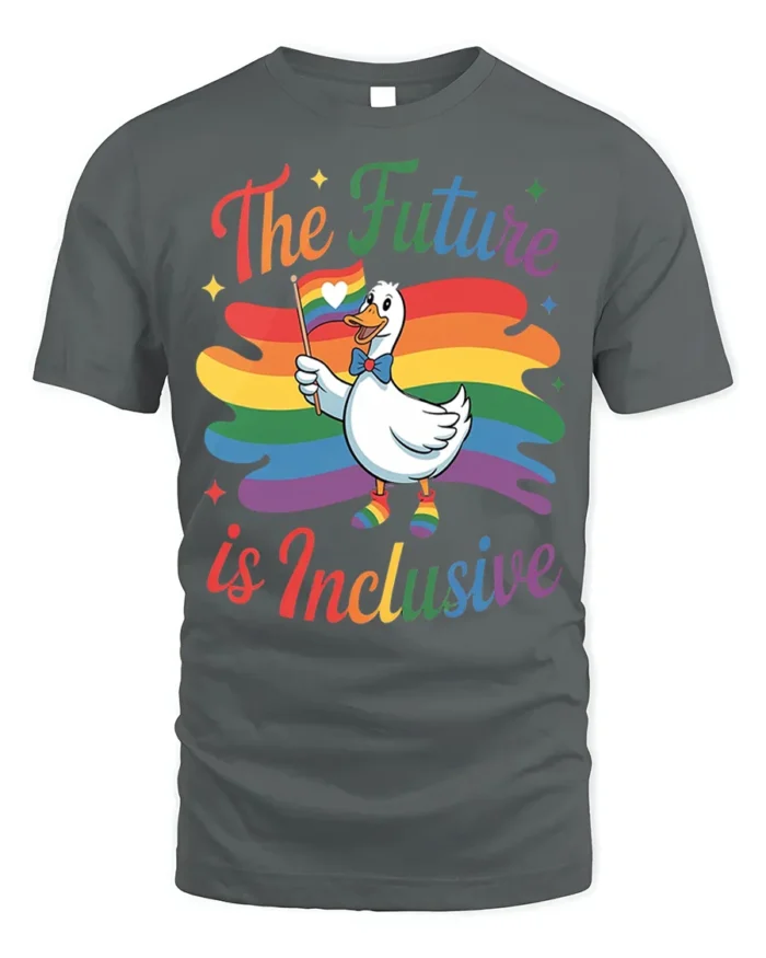 The Future Is Inclusive T-Shirt Pride Duck - gray t-shirt on white background