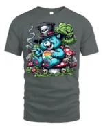 Trippy Bear Skull T-Shirt Psychedelic Dark Humor - gray t-shirt on white background