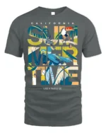 California Summertime T-Shirt Tropical Beach Paradise - gray t-shirt on white background