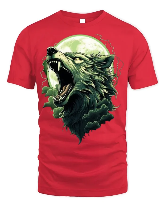 Howling Wolf Moon T-Shirt Wild Nature Spirit - red t-shirt on white background