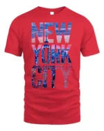 New York City Skyline T-Shirt Urban Streetwear - red t-shirt on white background
