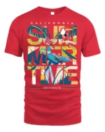 California Summertime T-Shirt Tropical Beach Paradise - red t-shirt on white background