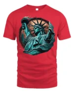 Statue of Liberty T-Shirt Bold American Freedom Graphic - red t-shirt on white background