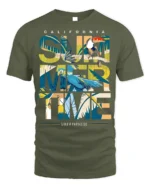 California Summertime T-Shirt Tropical Beach Paradise - military green t-shirt on white background