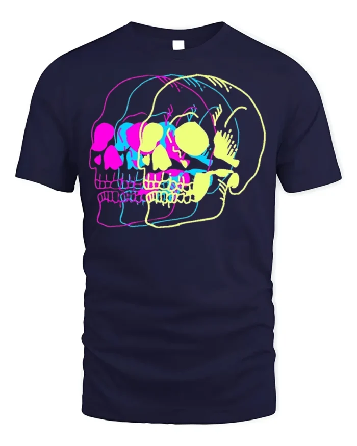 Psychedelic Skull Vibes Graphic T-Shirt for Men - navy t-shirt on white background
