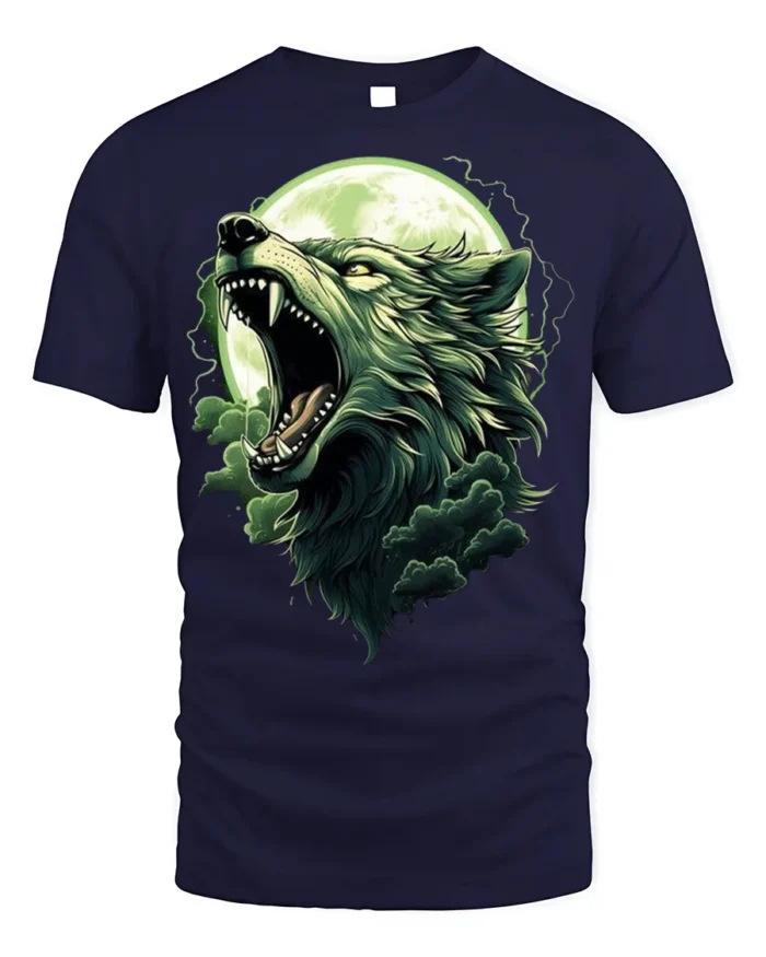 Howling Wolf Moon T-Shirt Wild Nature Spirit - navy t-shirt on white background