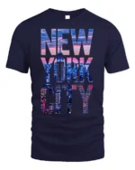 New York City Skyline T-Shirt Urban Streetwear - navy t-shirt on white background