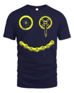 Smiley Bike Face T-Shirt Funny Cycling Chain Graphic - navy t-shirt on white background