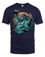 Statue of Liberty T-Shirt Bold American Freedom Graphic - navy t-shirt on white background