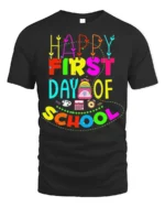 Happy First Day of School T-Shirt for Kids Teachers - black t-shirt on white background