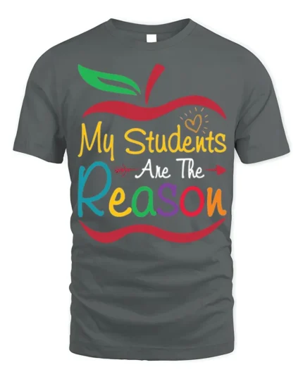 My Students Are The Reason Teacher Apple T-Shirt - gray t-shirt on white background