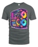 RGB Gaming PC T-Shirt for Tech Geeks and Gamers - gray t-shirt on white background
