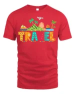 Colorful Travel Adventure T-Shirt for Vacation Lovers - red t-shirt on white background