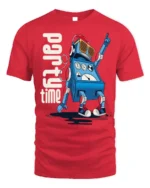 Party Time Robot T-Shirt for Fun Dance Tech Fans - red t-shirt on white background