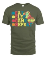 Eat Sleep Game Repeat T-Shirt for Video Game Lovers - military green t-shirt on white background