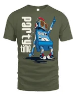 Party Time Robot T-Shirt for Fun Dance Tech Fans - military green t-shirt on white background