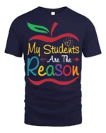 My Students Are The Reason Teacher Apple T-Shirt - navy t-shirt on white background