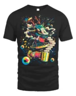 Cyber Dragon Graffiti T-Shirt Futuristic Street Art - black t-shirt on white background