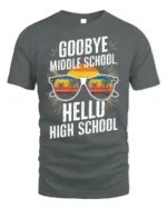 Goodbye Middle School Hello High School T-Shirt - gray t-shirt on white background